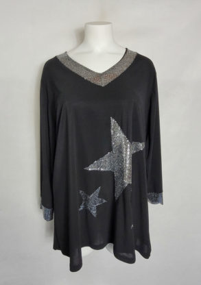 Tunique chic noir à paillettes femme grande taille