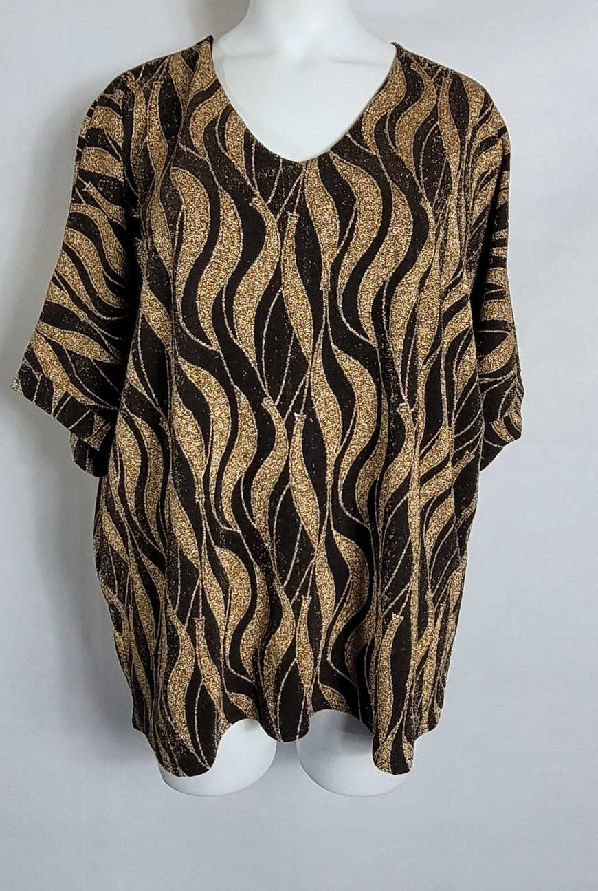 Tunique soirée paillette or femme grande taille