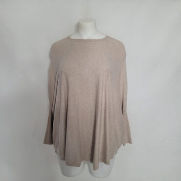 pull poncho femme avec manches longues ample couleur beige pour ronde