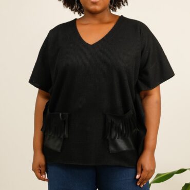 pull poncho femme avec manches longues ample couleur noire pour ronde