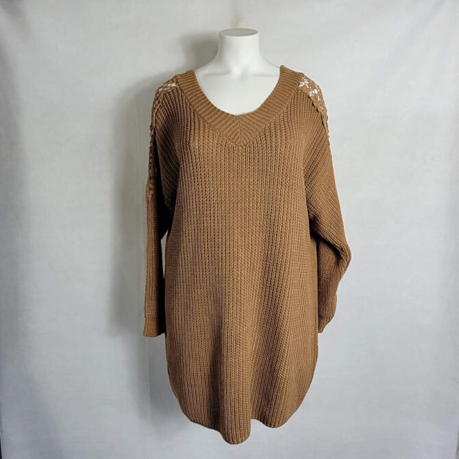 Robe pull dentelle camel – Image 3