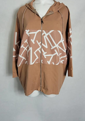 Veste sweat camel femme grande taille à zip