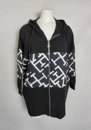 Veste sweat noir femme grande taille à zip