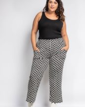 Pantalon fluide large noir blanc femme ronde