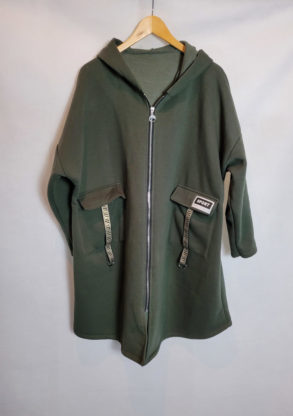 Veste sweat ample kaki femme grande taille