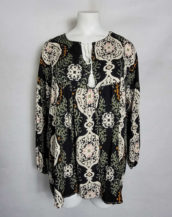 blouse bohème noir motif femme grande taille