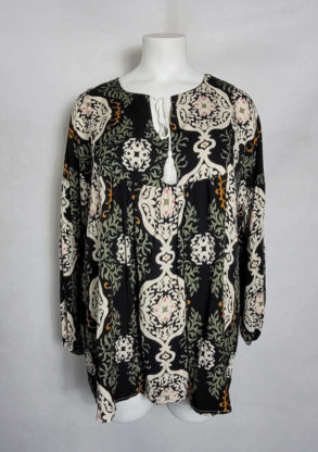 blouse bohème noir motif femme grande taille