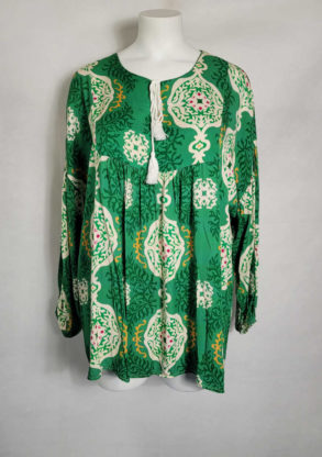 blouse bohème vert motif femme grande taille