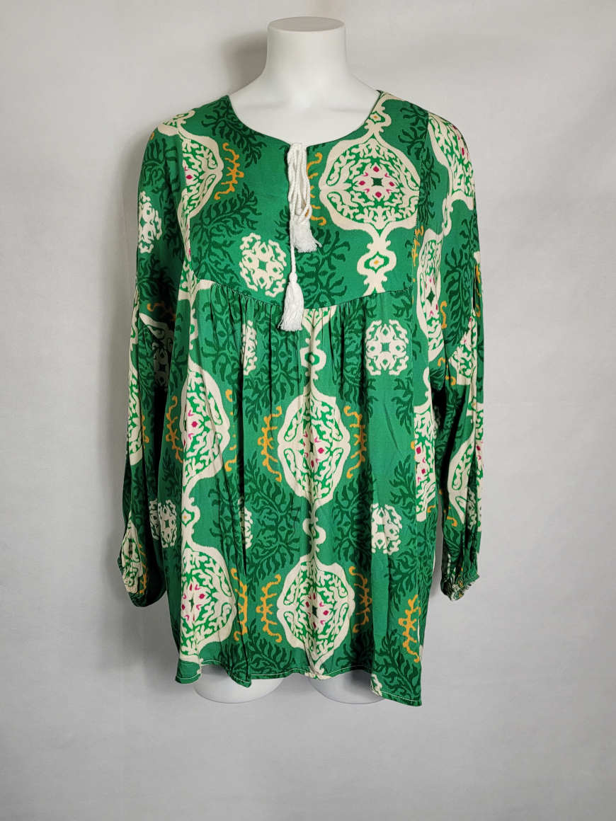 blouse bohème vert motif femme grande taille