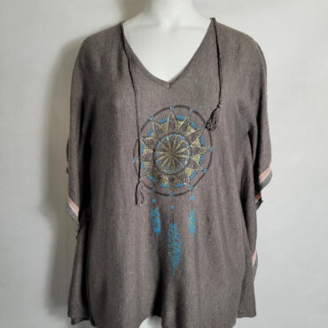 poncho attrape rêve gris femme grande taille