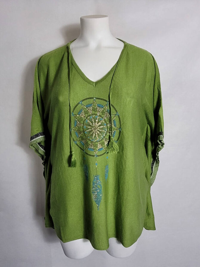 poncho attrape rêve vert femme grande taille