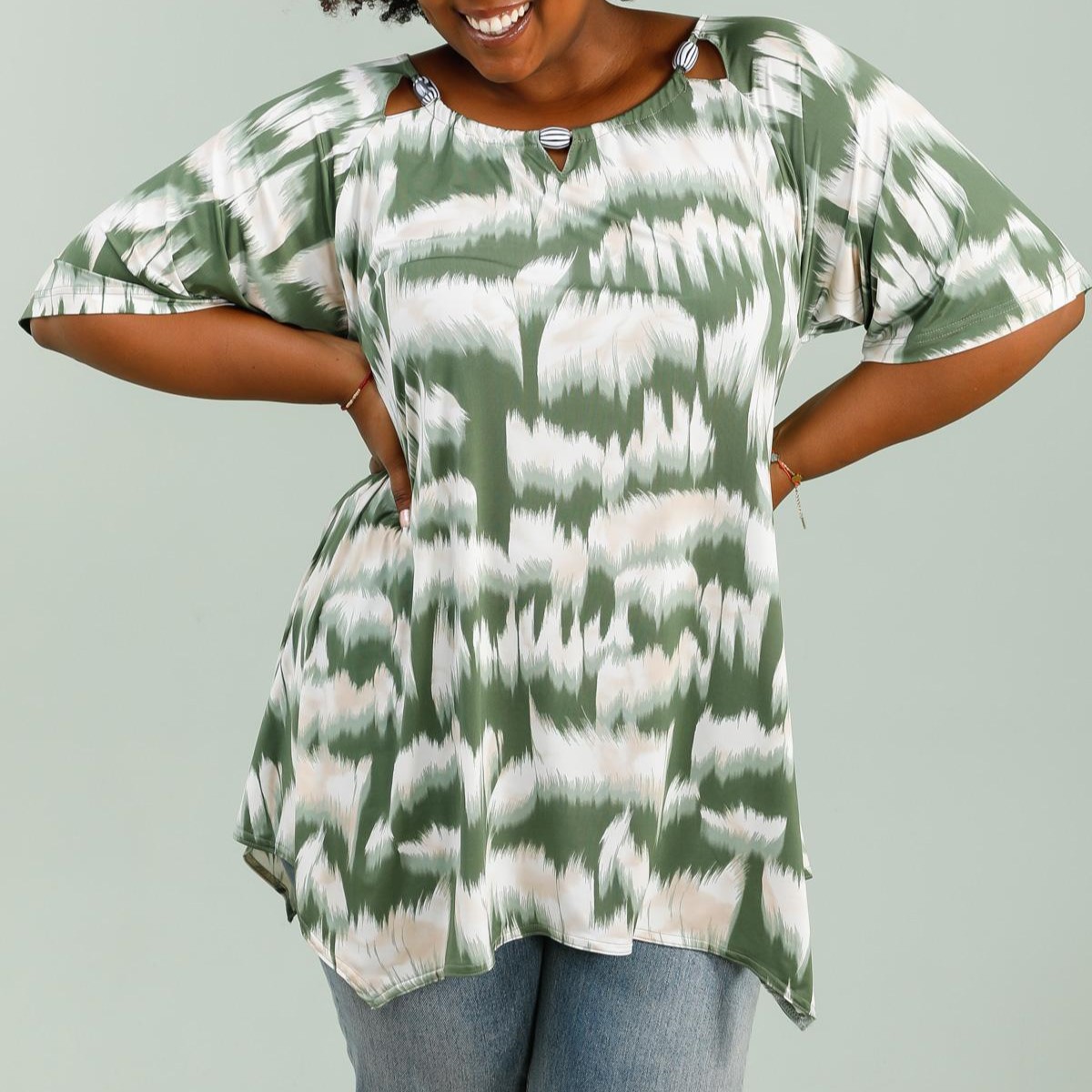 robe femme tunique grande taille col rond et manche courtes