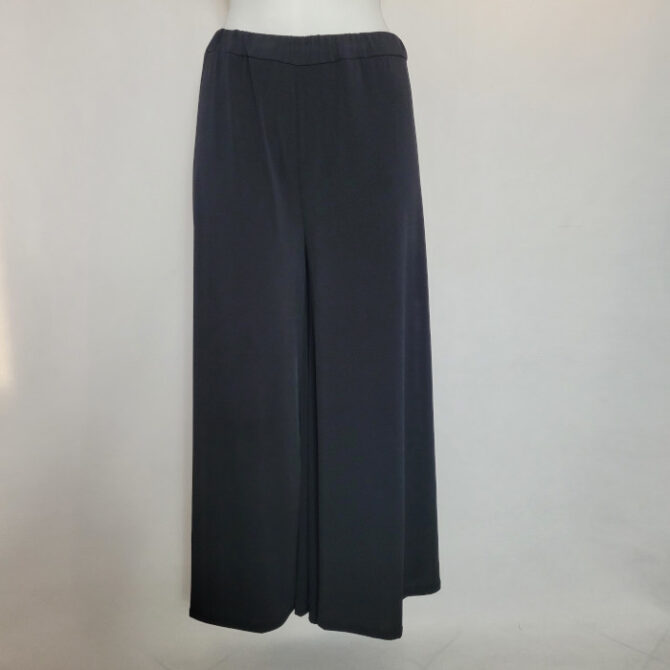 Jupe culotte longue femme grande taille noir fluide et ceinture élastique pantalon femme extra large ronde