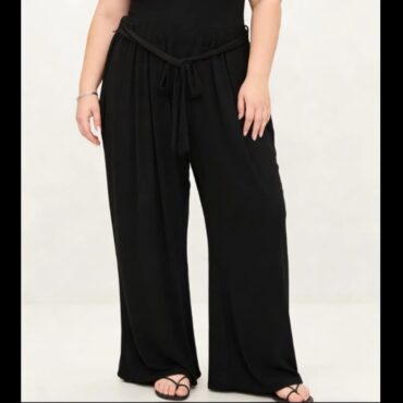 Jupe culotte longue femme grande taille noir fluide et ceinture élastique pantalon femme extra large ronde | Quelle jupe pour femme ronde ? Conseils style