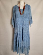 Robe longue dentelle bleu femme grande taille