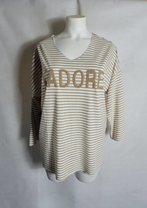 Tshirt marinière beige femme grande taille