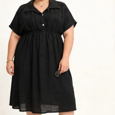 robe de soirée noire longue dentelle femme ronde 100% coton manches courtes