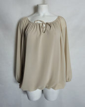 Blouse chic beige femme ronde manches longues