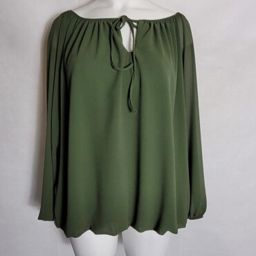 Blouse chic kaki femme ronde manches longues:Tunique femme grande taille originale