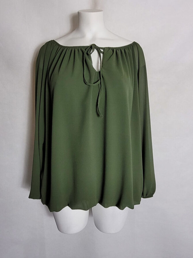 Blouse chic kaki femme ronde manches longues:Tunique femme grande taille originale