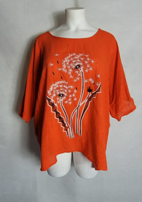 Tunique coton floral orange femme ronde