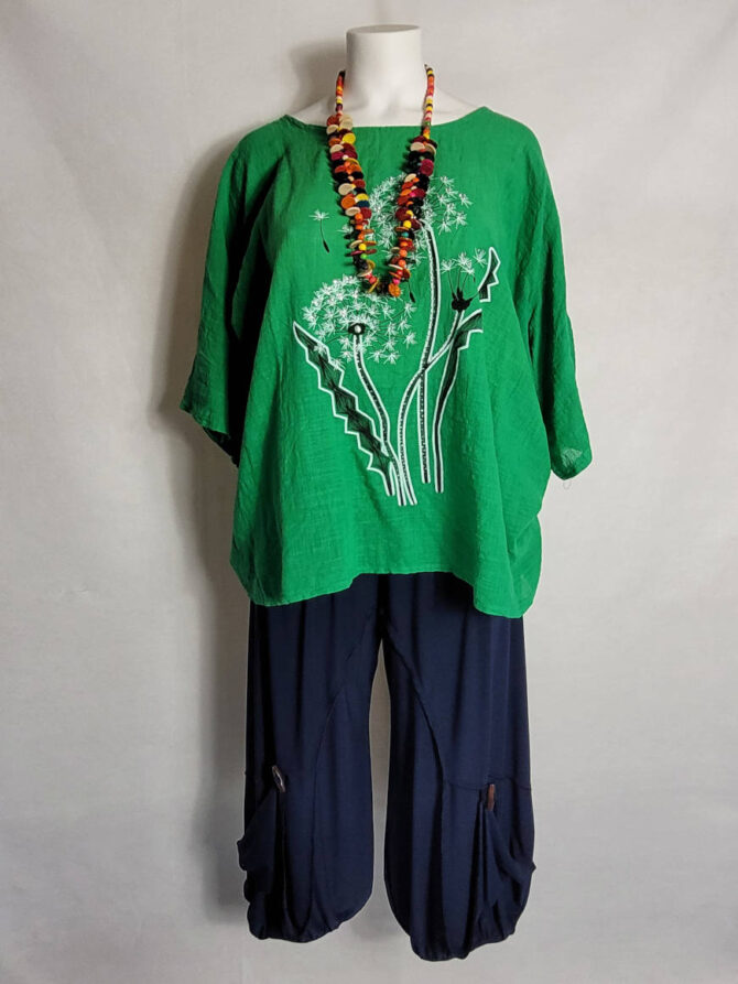 Tunique coton floral vert – Image 2