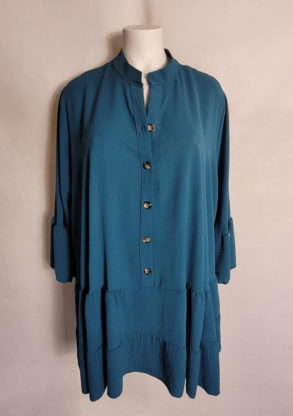 Tunique longue chic bleu femme ronde