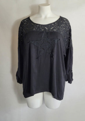 Tunique noir dentelle femme grande taille