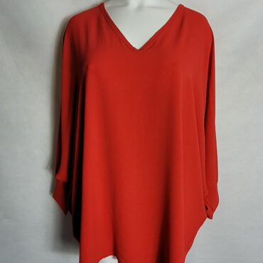 Tunique oversize chic rouge femme ronde col V