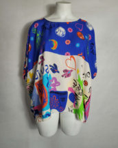 Tunique oversize motif bleu femme ronde col rond