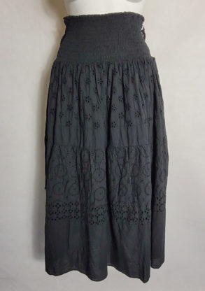 jupe longue coton noir femme grande taille