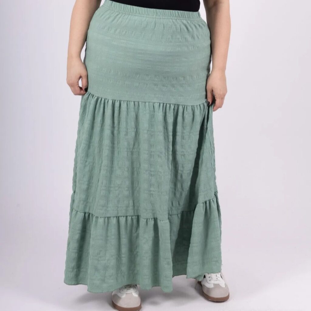 jupe longue taille elastique femme ronde kaki