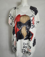 Tshirt original blanc imprimé femme ronde