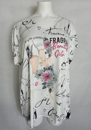 Tshirt original blanc à motif femme ronde
