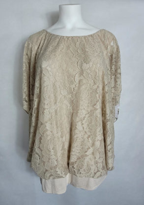 Tunique soirée dentelle beige femme grande taille