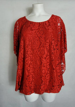 Tunique soirée dentelle rouge femme grande taille