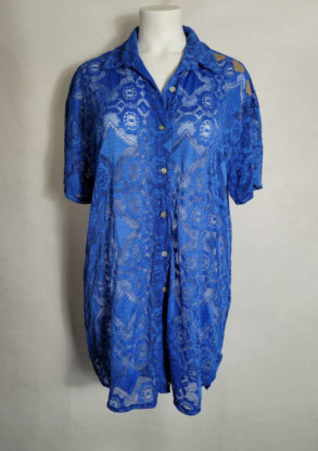 Chemise dentelle bleu roi femme grande taille