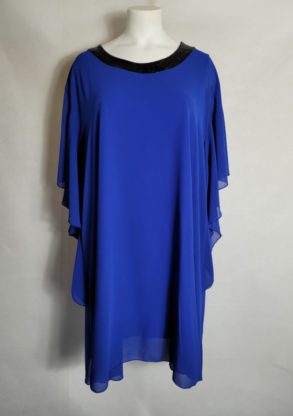 Robe chic voile bleu roi femme grande taille