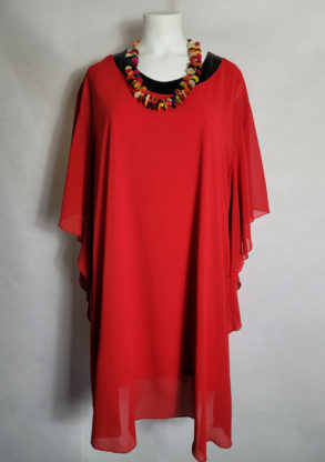 Robe chic voile rouge femme grande taille