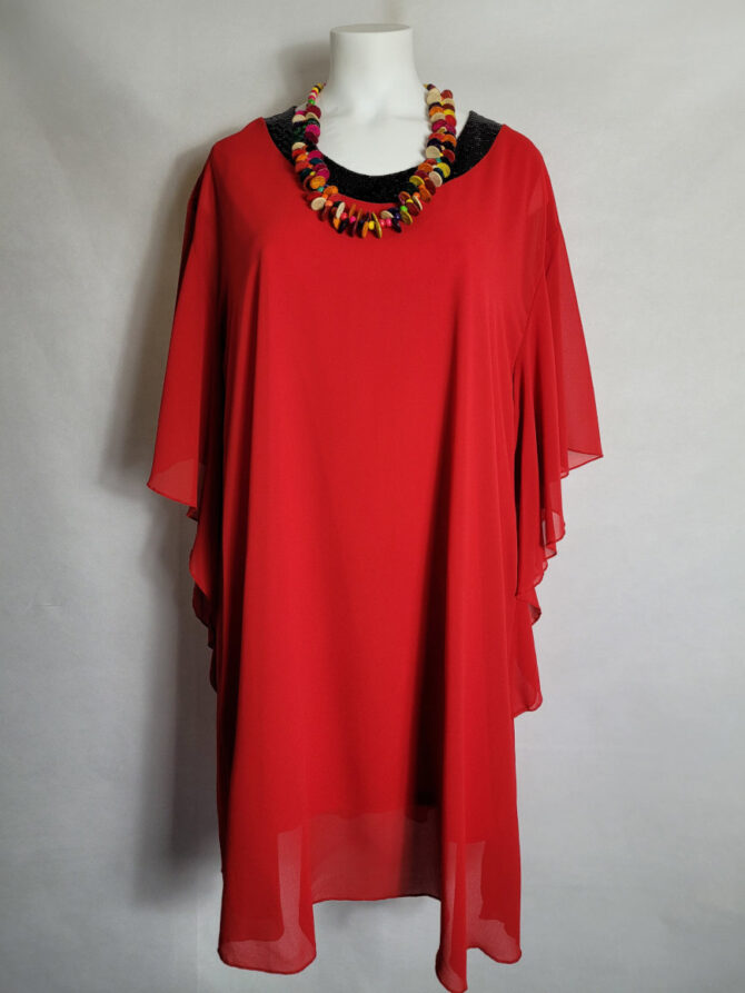 Robe chic voile rouge femme grande taille:Robe grande taille chic pour mariage