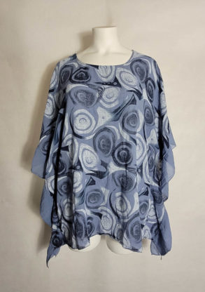 Tunique cape coton bleu femme grande taille