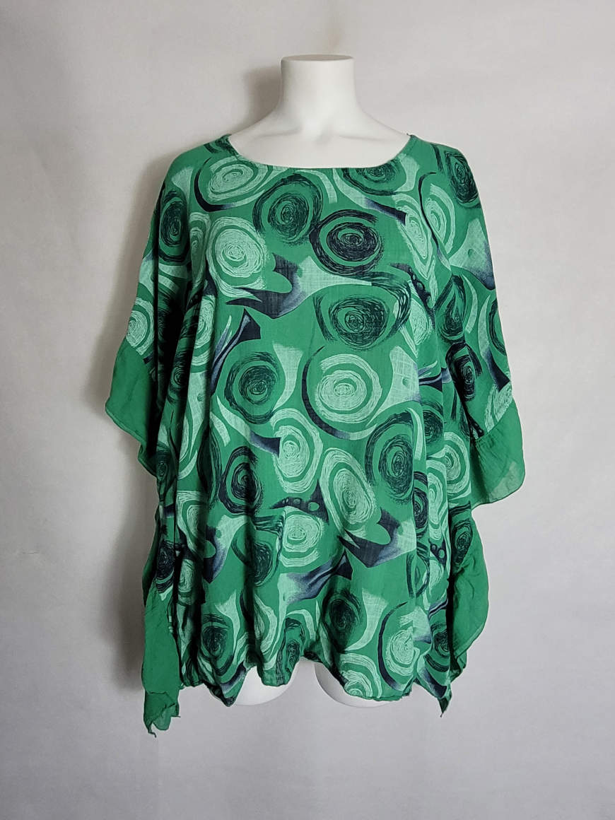 Tunique cape coton vert femme grande taille4
