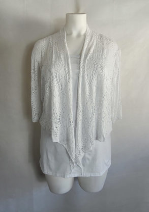 boléro crochet asymétrique blanc femme