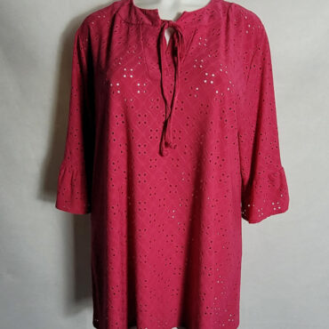 chemisier fuchsia broderie femme ronde col rond