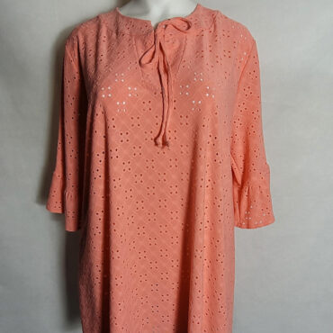 chemisier rose broderie femme ronde col rond