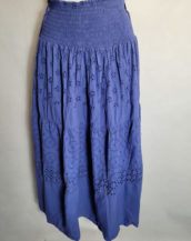 jupe longue coton bleu femme grande taille