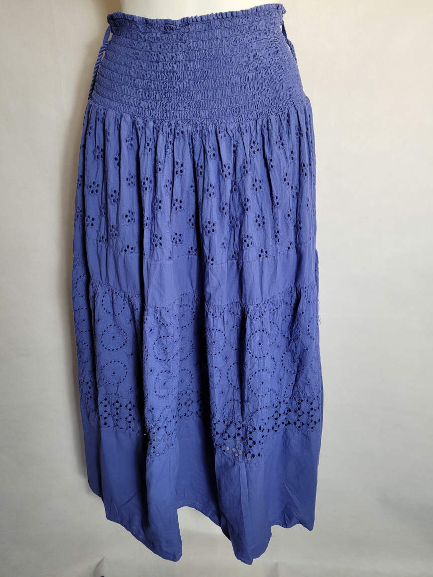 jupe longue coton bleu femme grande taille2