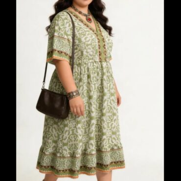 robe légère été mi-longue femme ronde fleuri manches courtes