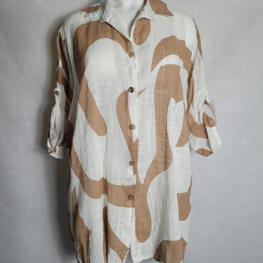 Longue chemise pour femme ronde coton original à motif et manches ajustable