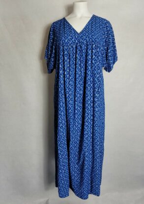 Robe longue bleu imprimée femme grande taille